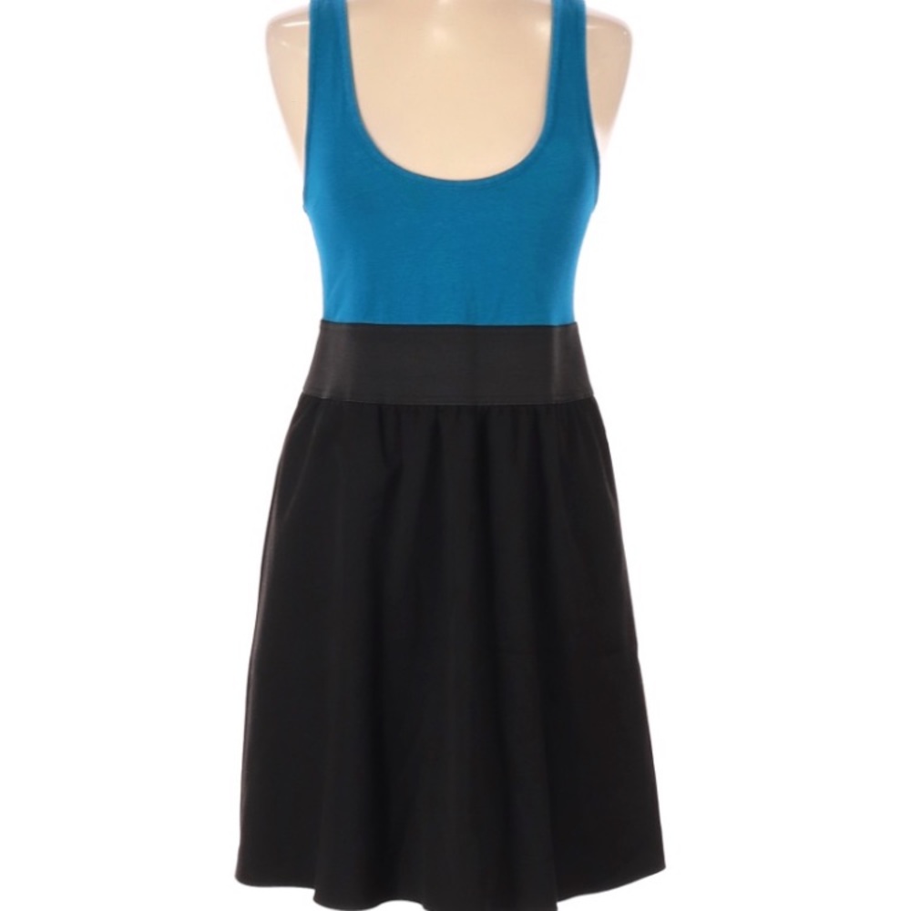 Express teal and black dress